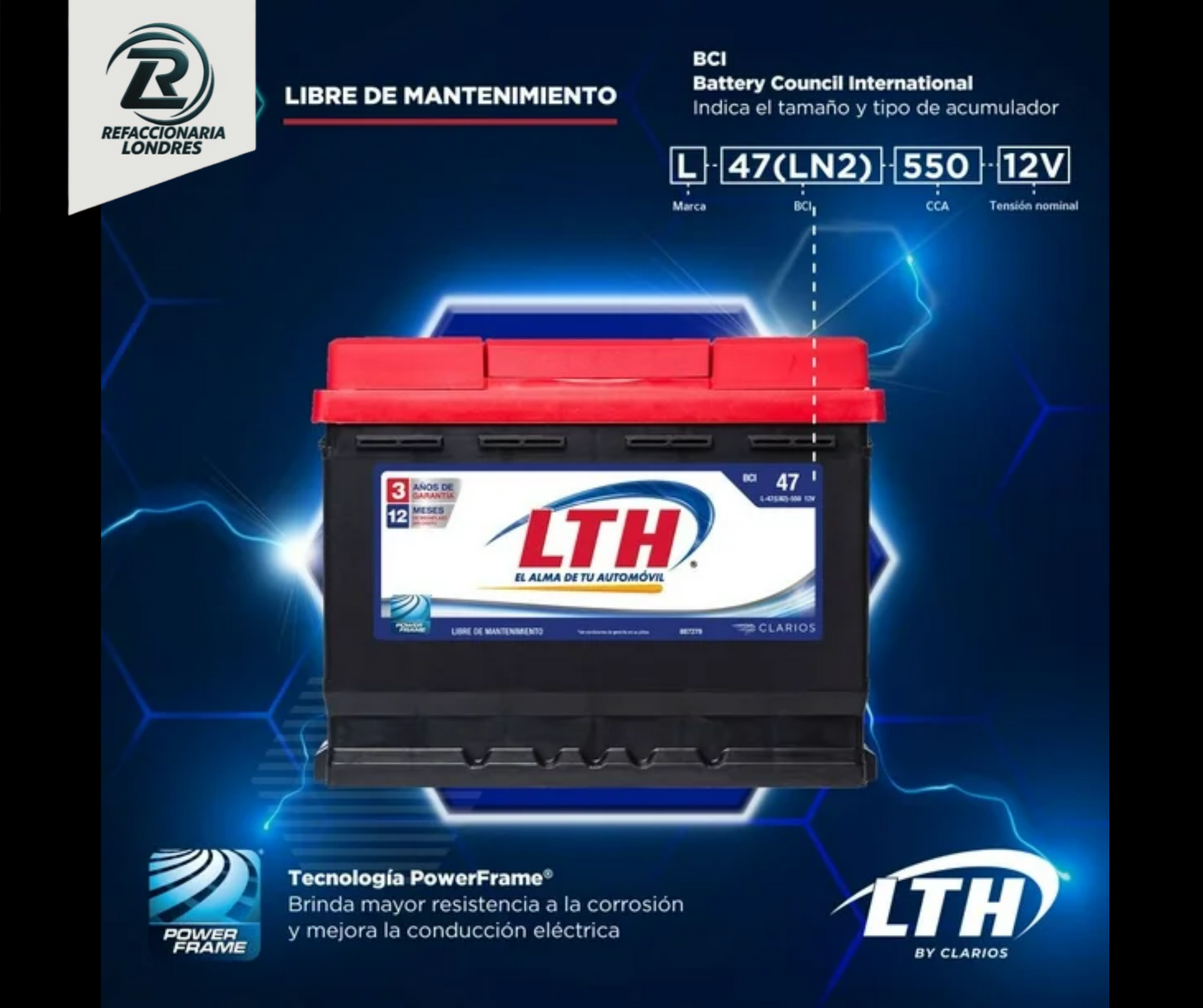BATERIA LTH 47 - 550 AMPERS