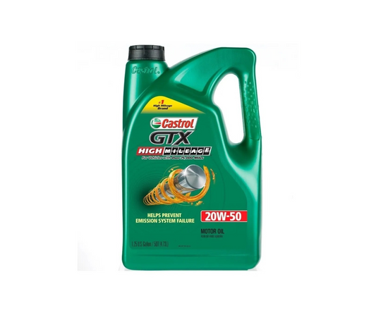 Aceite Mineral Castrol GTX Alto Kilometraje 20W-50 | 4.73 Litros para Motor Gasolina +120,000 km